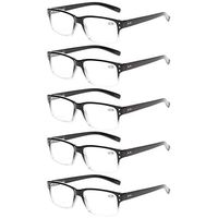 Reading Glasses 5 Pairs Quality Readers Spring Hinge Glasses for Reading for Men and Women (5pcs - Black/Clear, 4.50)