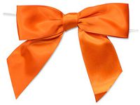Pack of 12, Solid Orange 5" Pre-Tied Satin Bows w/6" Twist Ties 1.5" Ribbon Allow Easy Attachment to Gift or Cello Bag