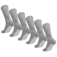 Men Women Anti Slip Grip Non Skid Crew Cotton Diabetic Socks For Home Hospital (6-pairs Grey, 9-11 Women/Men Size)