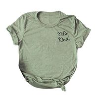 Womens Basic Short Sleeve Be Kind Print Tops O-Neck Tee Loose Blouse T-Shirts Tunic Plus Size Xia&Han Army Green