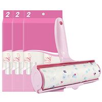 Clothing Sticky hair roller Sticky Hair, Sofa Clothes Sticky Brush Dusting Roller Comes with Protective Cover Dustproof (60 Sheets Per Roll) Sticky paper (color : 1 handle+6 rolls of paper)
