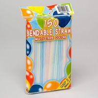 150 Count Multicolored Flexible Plastic Straws-Party Supplies