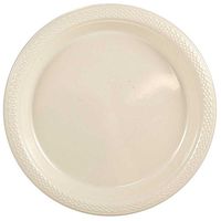 JAM PAPER Round Plastic Party Plates - Small - 7 inch - Ivory - 200/Box