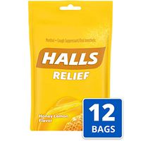 HALLS Plus Honey Lemon Flavor Cough Drops -  twelve 25 ct. bags