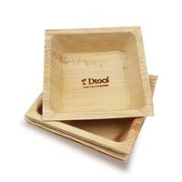 Dtocs Palm Leaf Shallow Plate- 5 Inch Square (Pack 50) | Wooden/Bamboo Style Natural, Eco-Friendly, Compostable Disposable Bowl Dinnerware for Serving Fruits, Desserts, Sushi, Snacks at Wedding, Party