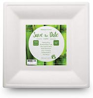 [100 Pcs] 10” Square Disposable Party Plates Set Appetizer Compostable Biodegradable Bagasse Sugarcane Heavy Duty Alternative To Paper Bamboo Wood or Plastic Eco Friendly for BBQ Wedding Event Home