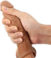 Amalgo 2020 New Brown 8 Inch Realistic Hot Penies S-Leeve Ring for Men Reusable Strentch Length Can Be 15 Inch Realistico Extender Enlargement Sheath