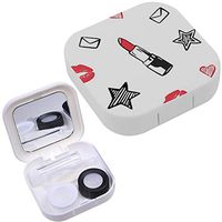 Portable Contact Lens Case Box Travel Kit Mirror + Bottle + Tweezers Container Holder [ Red Black Fashion ]