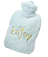 [Blue] Hot Water Bottle Filling Water Plush Hand Warmer, 900ml