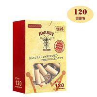 HORNET Unbleached Pre-Rolled Tips, Unrefined and Raw Cigarette Filters, Ø7mm Slim Rolling Paper Tips (120 Tips)