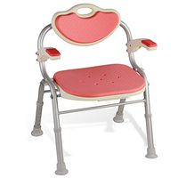 Drive Medical Foldable Bathroom Safety Shower Chair with Back for Elderly, Senior, Handicap & Disabled, Anti-Slip Bench Chair Seat Shower Stool with 90° Rotating armrest and Height Adjustable Legs