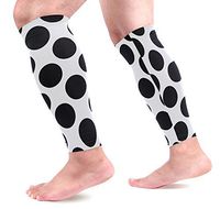 LEVEIS Black and White Polka Dot Calf Compression Sleeves 1 Pair, Leg Performance Support for Shin Splint Calf Pain Relief Men & Women Guards Sleeves for Running Cycling