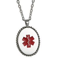 OIDEA Free Engraving,Stainless Steel Round Medical Alert ID Dog Tag Pendant Necklace for Men,Silver