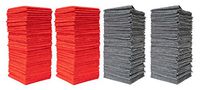 Pull N Wipe 79135 Red/Gray 12" x 12" Antimicrobial Microfiber Cleaning Cloths with Free Dispenser Box, 100 Pack