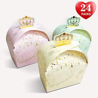 Christmas Gift Boxes, Bronzing Crown Candy Box-24 Piece Pack of 3 Color，Perfect for Wedding, Festival, Party Decoration，Cute Ornament Box for Chocolate,Treats, and Cookies