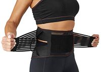Qccent Back Brace Lumbar Support Belt Lower Back Brace 2 Ice Packs & 3 Compression Pads Waist Posture Brace for Back Pain Relief Gym Sciatica Herniated Disc Scoliosis - Size XXL (39"-45" Navel Level)