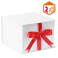 MESHA Gift Box with Lids and Ribbon 7.2x7.2x5 Inches Bridesmaid Gift Box for Christmas Weddings Birthday Great Gift Box Set White 2pc