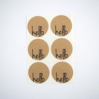 Hello Stickers, Rustic Kraft Brown Round Labels and Seals by Once Upon Supplies, 1.5 Inches, 60 Stickers