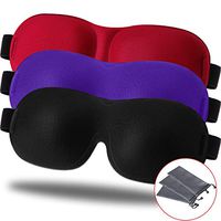 3 Sets Sleep Masks Soft Night Eye Mask 3D Contour Shade Mask with Adjustable Strap and Waterproof Storage Bag for Work Travel, Black, Red, Purple