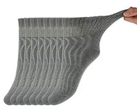 +MD Womens Non-Binding Cotton Crew Diabetic Socks with Seamless Toe and Cushion Sole, 8 Pairs Grey 9-11