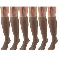 Sheer Compression Stockings, 30-40 mmHg, Women's Knee High Length, 30 Denier Taupe Small (6 Pairs)