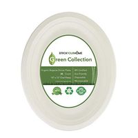 Compostable Luncheon Plates- Eco Friendly Natural Bagasse Sugarcane Dinnerware Set, 25-Count, 10 Inch Oval Platter
