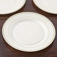Efavormart 60 Pcs - Ivory with Gold 10.25" Round Disposable Plastic Plate for Wedding Party Banquet Events - Antique Collection