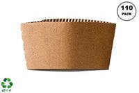 EcoQuality 110 Pack Hot Cup Sleeves - Corrugated Coffee Cup Sleeves - Protective Corrugated Disposable Paper Cup Jackets - Fits most 10oz, 12oz, 16oz, 20oz - 100% Recyclable