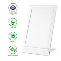 Light Therapy Lamp,12000 Lux Genuine Full Spectrum Therapy Light, UV Free Sunlight Lamp with Adjustable Brightness, 5 Timer Settings, Touch Control for Home/Office Use (Light Therapy White 03)