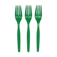 Fun Express - Kelly Green Plastic Forks (50 Pc) - Party Supplies - Solid Tableware - Cutlery - 50 Pieces