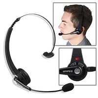 Trucker Bluetooth Headset LUXMO Office Wireless Headset, Over The Head Earpiece Noise Cancellation with Microphone, Bluetooth Headphones for iPhone Android Cell Phones Call Center Skype PS3 Tablets