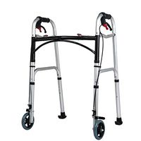 WAOBE Folding Lightweight Aluminium Walking Frame, Adjustable Height with Padded Seat, Lockable Brakes, Ergonomic Handles, for Disabled Elderly Fitness Equipment,A1
