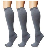 Squeezy Compression Energy Socks (3 Pairs) Stocking for Women and Men, Flight, Travel (Gray, L/XL)