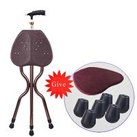 WAOBE Walking Cane Stool Adjustable Height Chair Portable Aluminum Alloy Folding Elderly/Disabled Massage Stool,Brass