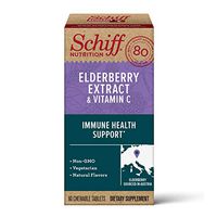 Elderberry Extract & Vitamin C Chewable Tablets, Schiff (60 Count in a Bottle), Vegetarian, Non-GMO, Natural Flavors, Helps Support A Healthy Immune System & Cellular Health٭, Sambucus, Antioxidant