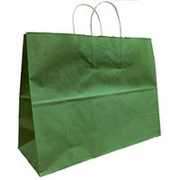 Green Extra Large Kraft Shopping Bags Vogue 16 W x 12 H x 6 Gusset, Set of 25, Made in USA