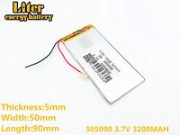 3.7V 3200mAh 505090 Lithium Polymer Ion Rechargeable Battery Lithium Polymer Li-Po Battery for MP4 GPS MP3 Bluetooth Stereo DIY Gift