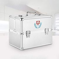YLB Three-Layer Double-Open Large-Capacity Storage Box Emergency Medical Box Outpatient Storage First-aid Box (Color : Silver)