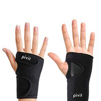 Pivit Antibacterial Carpal Tunnel Wrist Support Brace | Universal Hand Compression Wraps Fit Left or Right Hands | Duo Adjustable Straps & Removable Splint | Prevents Stains & Odor Causing Bacteria