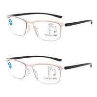 Reading Glasses 2pcs Lightweight Glasses Only About 15.9g Progressive Multifocus Blue Light Blocking Reading Glasses for Men and Women (Color : Gold, Size : 1.50X)