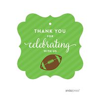 Andaz Press Birthday Fancy Frame Gift Tags, Thank You for Celebrating with Us, Football, 24-Pack, for Gifts and Party Favors