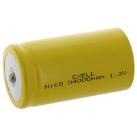 Exell D Size 1.2V 4000mAh NiCD Button Top Rechargeable Battery for high power static applications (Telecoms, UPS and Smart grid), electric mopeds, meters, radios, RC devices, electric tools