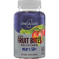 One A Day Men’s 50+ Natural Fruit Bites Multivitamin with Immune Health Support*, 60 Count (1 Month Supply), Gluten Free Vitamins for Men with Vitamin A, Vitamin D, Vitamin E, B6, B12, Zinc & More