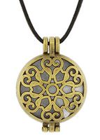 Nature's Retreat Bronze-Tone Metal Aromatherapy Diffuser Necklace on 16" Black Cord (Trellis Hearts)