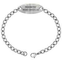 Surgical Stainless Steel Medical Alert Diabetic Non-Insulin Bracelet 9/16 inch Wide, up to 9 inch Long
