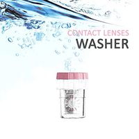 Manually Contact Lens Cleaner Washer Cleaning Lenses Case, Contact Lens Cleaning Case Box Container Soak Tool（Pink）