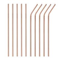 120 Pack Stainless Steel Metal Straws Reusable, 8.5 Inch Drinking Straws For 20oz Tumblers Yeti - 6mm Diameter (120pc 8.5inch rose gold)