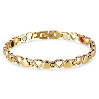 HiTreasure Gold Titanium Steel Magnetic Therapy Negative Ions Germanium Bracelet Pain Relief for Arthritis Men Women(Imported,3000 Gauss Each Link)