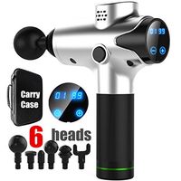 Massage Gun with Touch Screen-LAAKSO Powerful Handheld Deep Tissue Muscle Fascia Massager with 20 Variable Speeds,6 Replaceable Massage Heads,Carry Case,for Relief Back,Neck,Shoulder,Foot,Leg.(Silver)