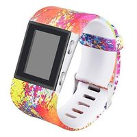 Newest Colorful Flower Fitbit Surge Bands，Soft Silicone Band with Metal Buckle Bracelet Strap Replacement Band for Women Men Girls Replacement Accessories Fitness Wristband Sport (L, Colorful)